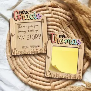 Custom Sticky Note Holder, Personalized Teacher Gifts, Teacher Appreciation Gift, End of the year gift, Personalized Teacher Name gift, Note pad holder