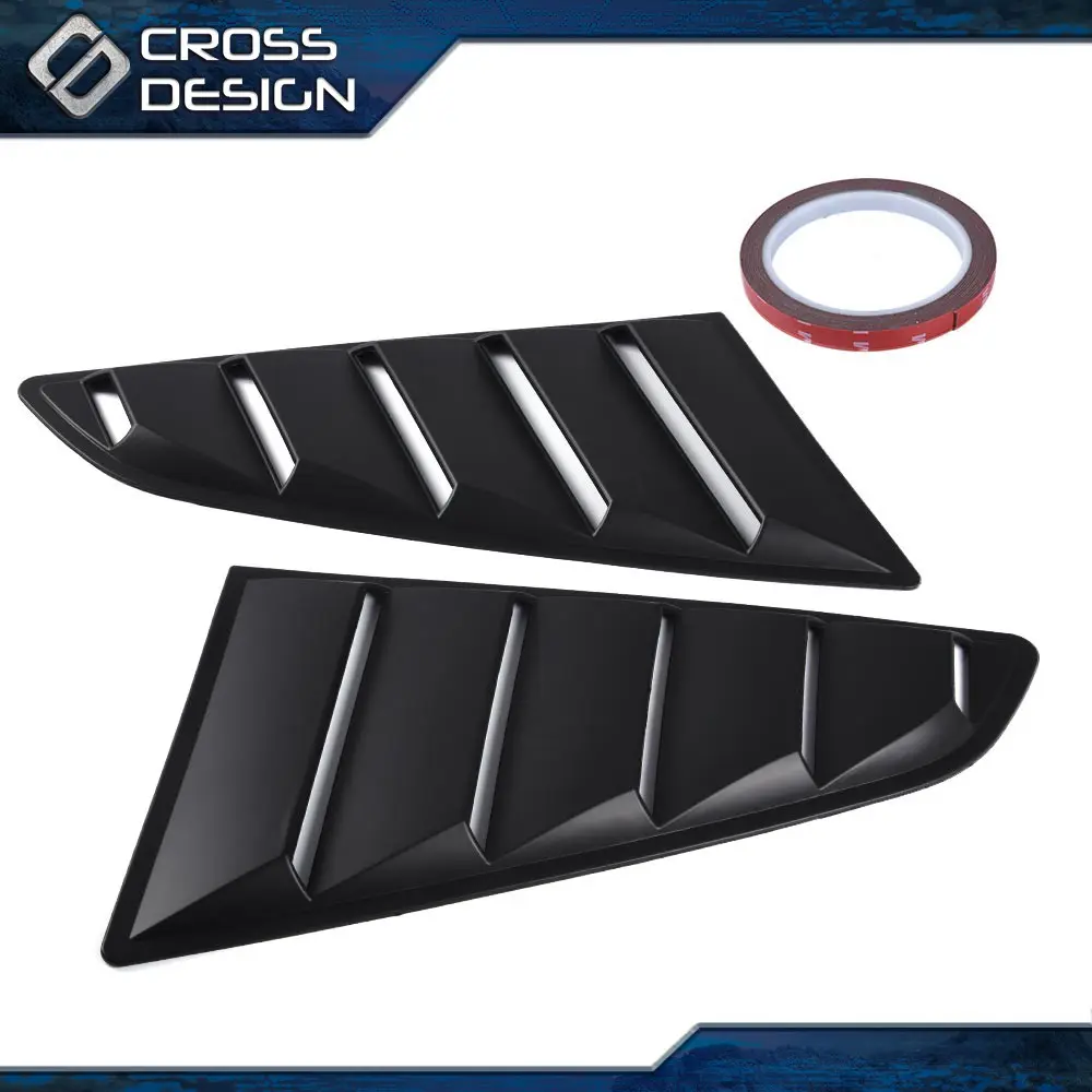 CROSSDESIGN Quality Guaranteed Plastic 1/4 Window Louver Scoop Cover - 1 Pair for 15-20 Ford Mustang GT V6, Black Quarter Window Exterior Accessory to Boost Aggressive Appearance, Package