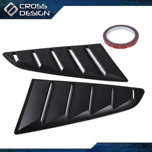 CROSSDESIGN Window Louver Scoop Cover Fit For 15-20 Ford Mustang GT V6 Black Quarter 1/4 Window Louver Scoop Cover