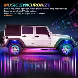 Nilight 4PCS 17.5inch LED Wheel Ring Lights RGB with APP and Remote Control Neon Wheel Rim Lights Million Colors w/Turn Signal and Braking Function for Car Van SUV Truck ledpanel car interior brake lights wheel lights sea light