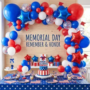 Red White and Blue Balloons Arch Kit, Memorial Day & 4th of July Balloons Patriotic Decorations, Birthday Wedding Nautical Baseball Theme with Star Foil Balloons Decorations, 160PCS