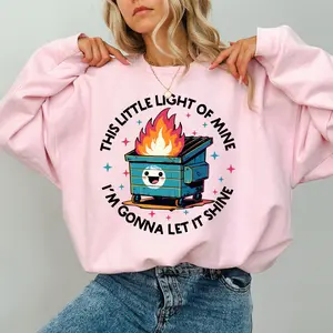 Funny Dumpster Fire Sweatshirt, Emotional Dumpster Fire Graphic Crewneck, This Little Light of Mine, Mental Health Tops, Dumpster Fire Meme Tee
