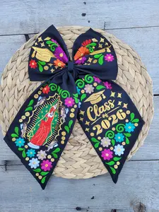 Embroidered Class of 2026 Bow Floral Design with Virgen De Guadalupe