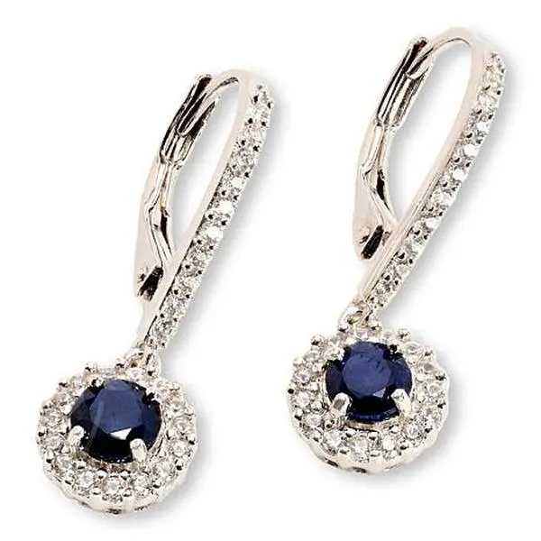 Colleen Lopez Sterling Silver Gemstone and Zircon Round Drop Earrings