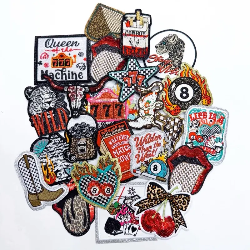 Retro Western Sequin Glitter Iron On Patch