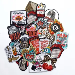 Retro Western Sequin Glitter Iron On Patch