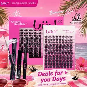 UiiUKK  Bambi Lash CLusters Kit,  Manga Lash Extension with Waterproof Long-lasting Lash Bond and Seal,Tweezers and Remover for DIY Eyelash at Home Easily, Natural Makeup Girl Gifts beach essentials