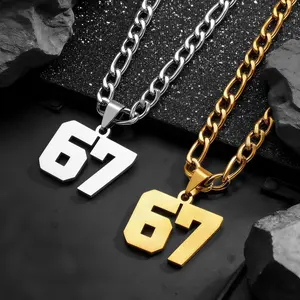 67 Number Pendant Necklace | Titanium Steel Chain – Hip-Hop Style, Personalized Meaning, Non-Fading Jewelry for Him & Her
