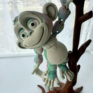 3D printed Monkey with Banana and Tree!