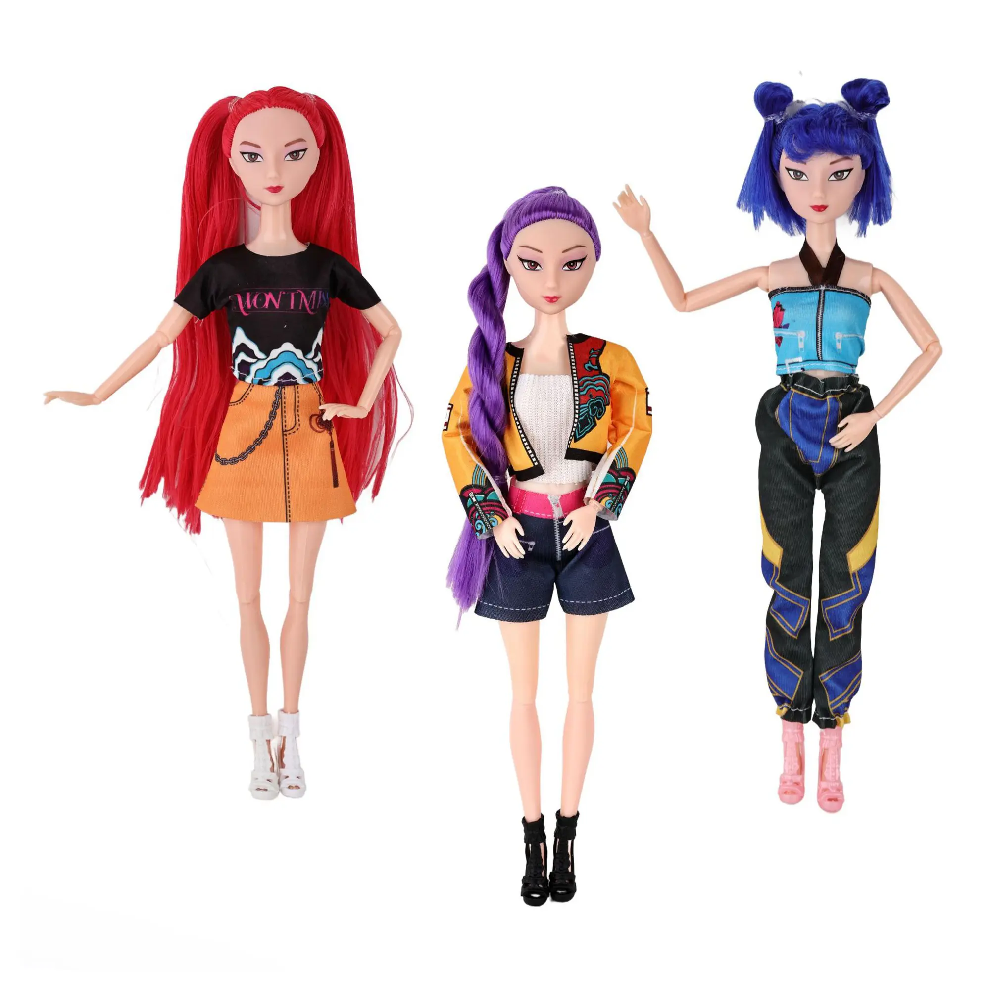 Fashion Girl Doll Set, 3 Styles Trendy Outfit Fashion Dolls With Long Hair, Articulated Poseable Play Doll Toy, Pretend Play Figure Doll, Ideal Birthday Holiday Gift For Girls