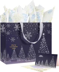 Christmas Gift Bag with Tissue Paper and Greeting Card, Personalized Platinum Quality Gift Bag