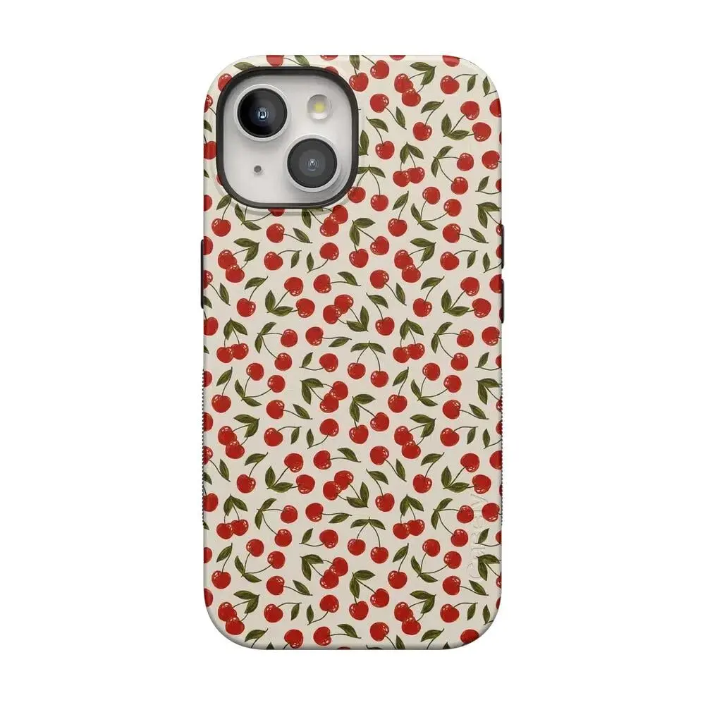 Casely iPhone 15 Case | Cherry on Top | Red Cherries | Bold Protective Design | Compatible with MagSafe