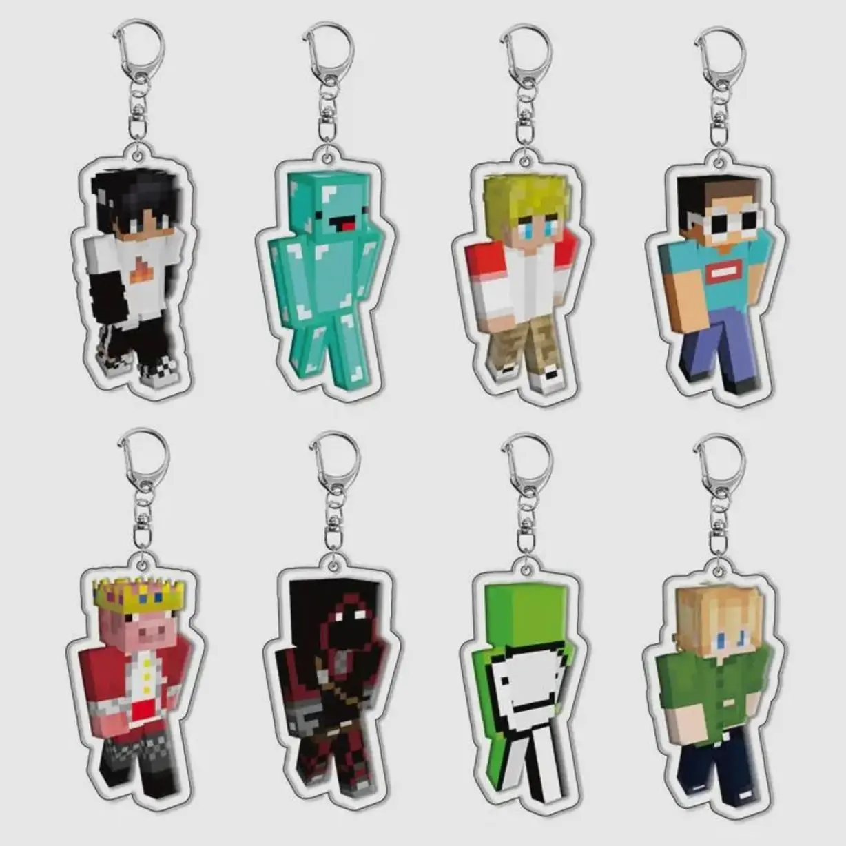 Dream Tommy Tubbo Technoblade DSMP Keychain, Pixel Skin Acrylic Bag Charm, Game Fan Collectible Keyring Gift