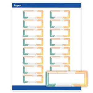 Avery Printable Address Labels, 1" x 2-5/8", Matte White, Pre-printed Color Block/Metallic Gold Veins Design, Rectangle, Sure Feed Technology, Laser & Inkjet Compatible, 320 Total