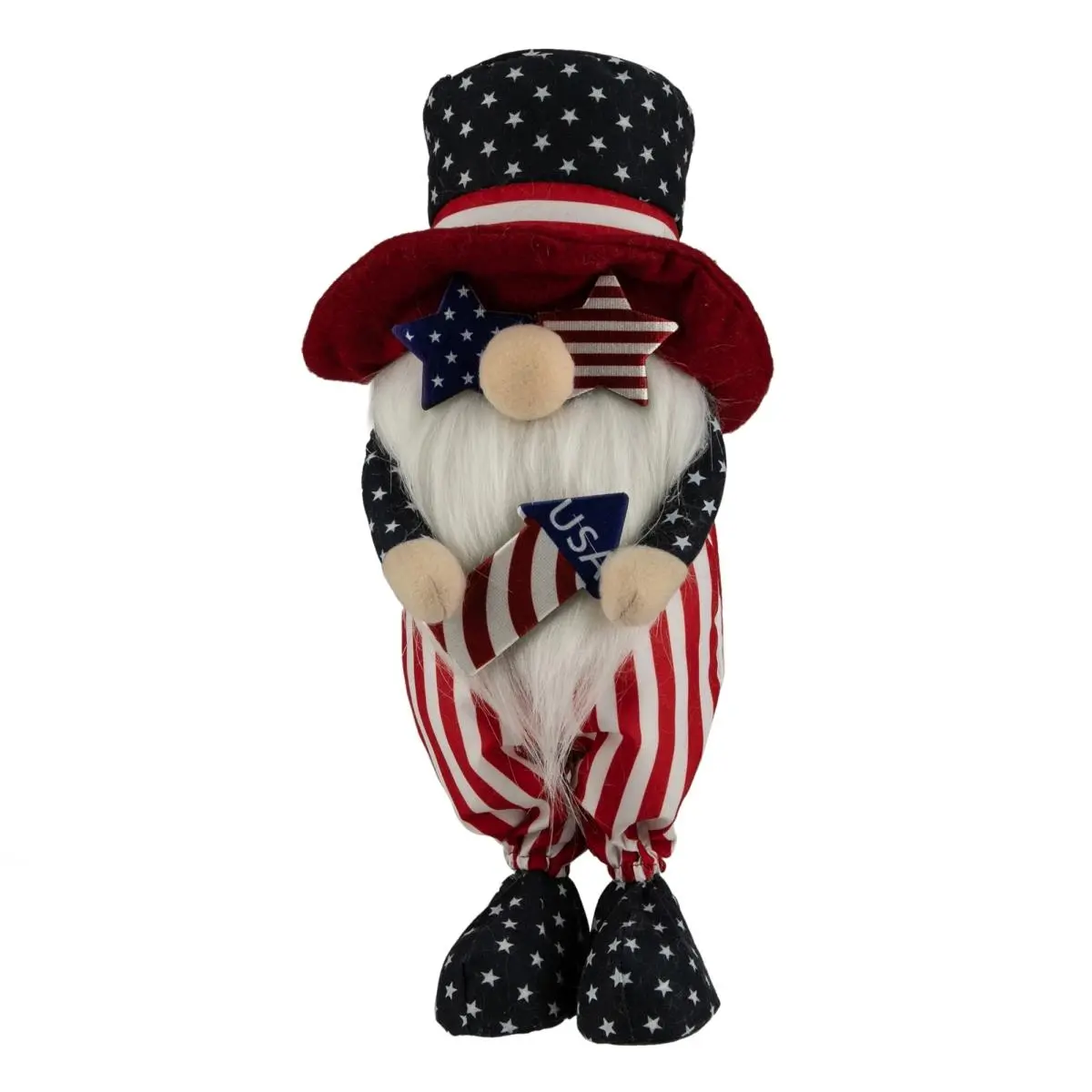 212 MAIN Fabric Gnome Decor Figurine - 12.25 in. Patriotic Rocket Ornament with Weighted Base, Flag-Accented 4th of July Americana Piece, Living Room Decoration, Home Decor Ornaments for Adults