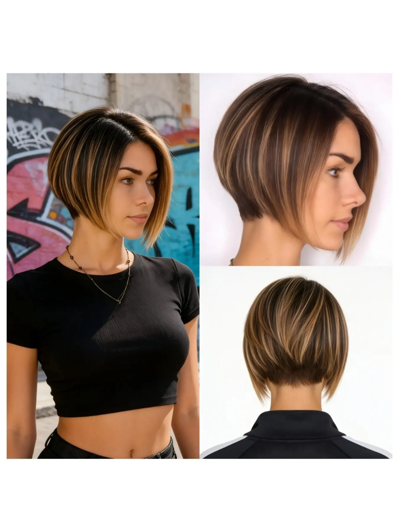 Women's Sleek Wig, Synthetic Wigs, Synthetic Material Wigs, Party Wigs, Highlights Short Straight Hair, Dual Tone Dense Wig, Perfect for Daily Wear, New Year, Cosplay, Parties, Holidays