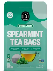 FGO Organic Spearmint Leaf Tea, 100 Count, Eco-Conscious Tea Bags, Caffeine Free, Resealable Bag, Packaging May Vary (Pack of 1)