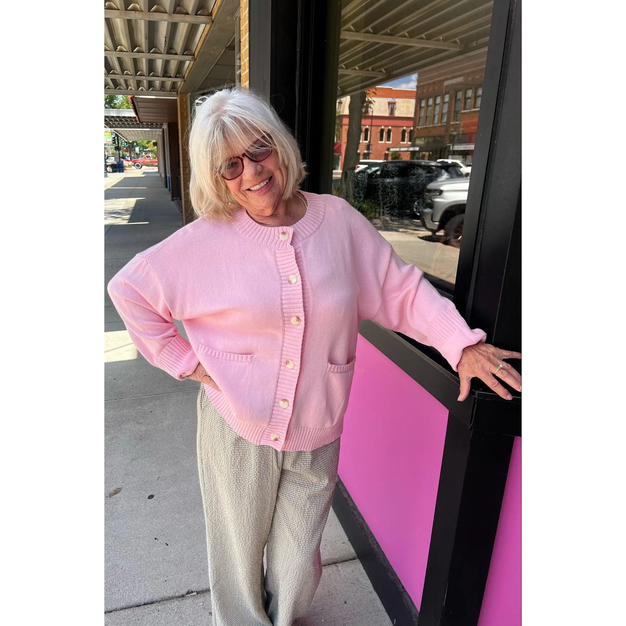 Ballet Pink Ribbed Sweater Cardigan
