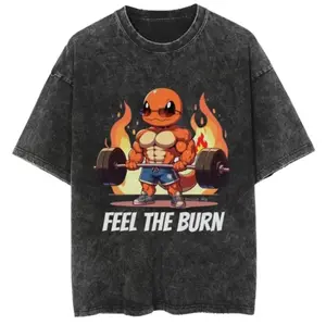 Charmanderr Gymm Vintage T-Shirt, Short Sleeve Crew Neck T-Shirt, Pull On, Casual, Unisex Cotton T-Shirt, Menswear, Womenswear II5