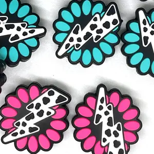 1pc Cow Lightning Bolt Focal Beads | Cow Print Beading Concho Craft DIY