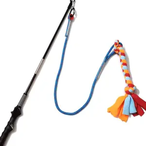 RKGodisGoodLK Interactive Flirt Pole Toy for Dogs with Colorful Rope Tassel and Extendable Handle for Fun Play