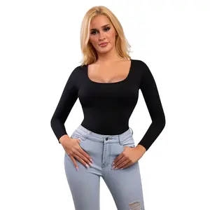 FeelinGirl U-Neck Tummy Control Thong Long Sleeve Bodysuit  Comfortable Womenswear 2 feelingirlshop