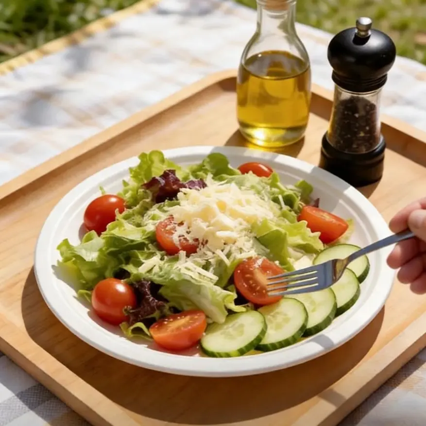 50PCS Eco Friendly Biodegradable Sugarcane Bagasse Round Plates Compostable Disposable Dinner Plates Heavy Duty White Plates for Party BBQ Wedding Picnic Microwave Safe Sustainable Tableware Bulk Food Grade Party Supplies