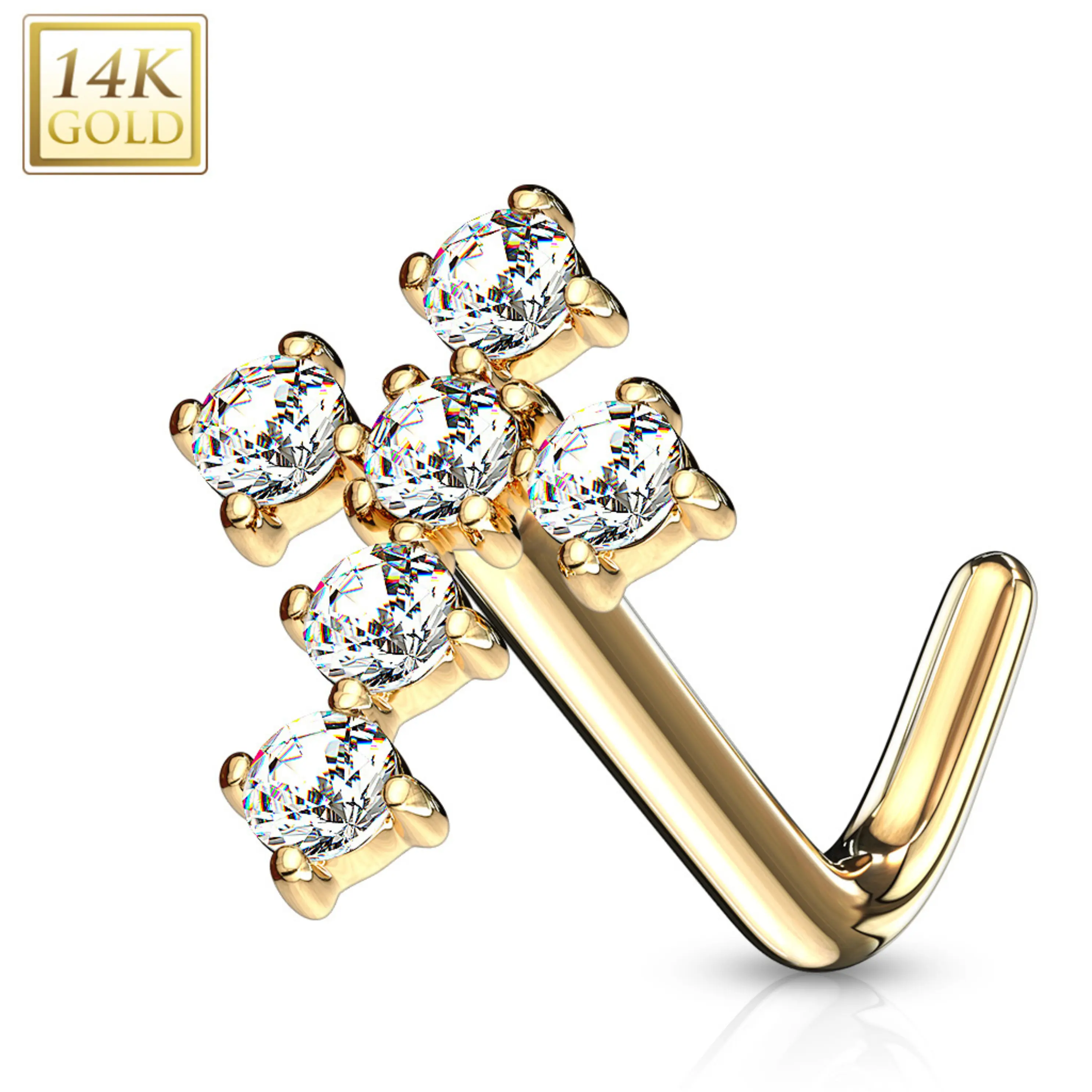 14kt Gold Diamond Cross Nose Stud