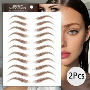 Realistic Eyebrow Stickers Waterproof Long-Lasting Makeup Transfer Patches for Women, 2 Pieces Fake Brow Tattoos