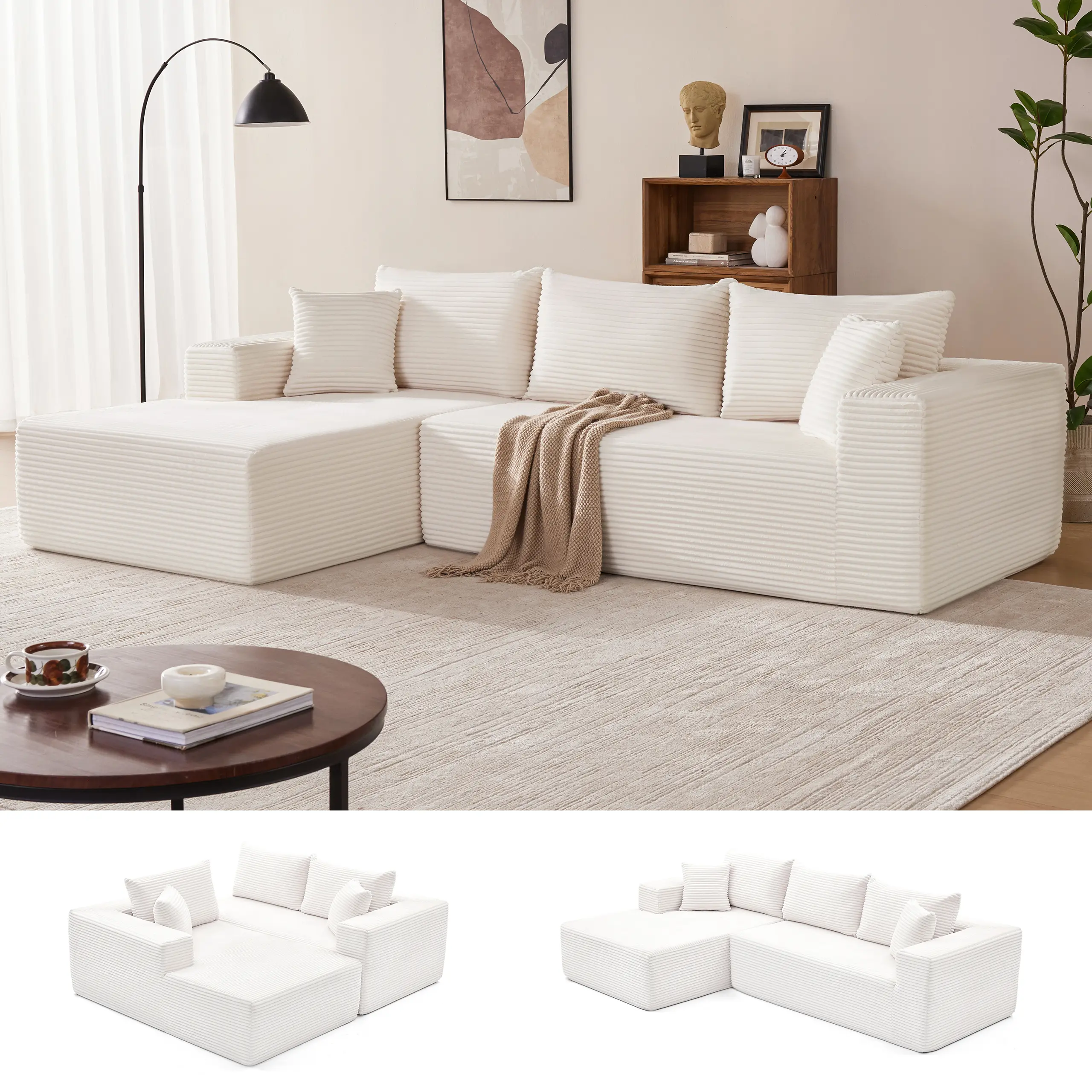 Beige-Left Facing Chaise