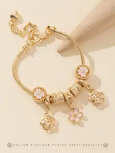 The light luxury versatile rhinestone drip oil flower bead bracelet Flower Design Bracelet is suitable for daily wear, vacation dates, and other occasions, and is also a surprising and exquisite small gift