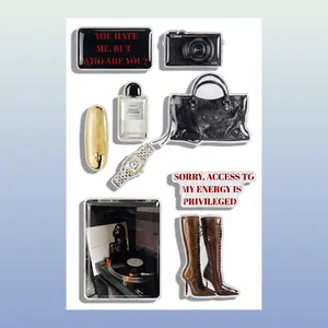 Y2K Aesthetic 3D Sticker Pack | Dark Feminine Vision Board Stickers | Cool Girl Phone Decals | Glossy Epoxy Set