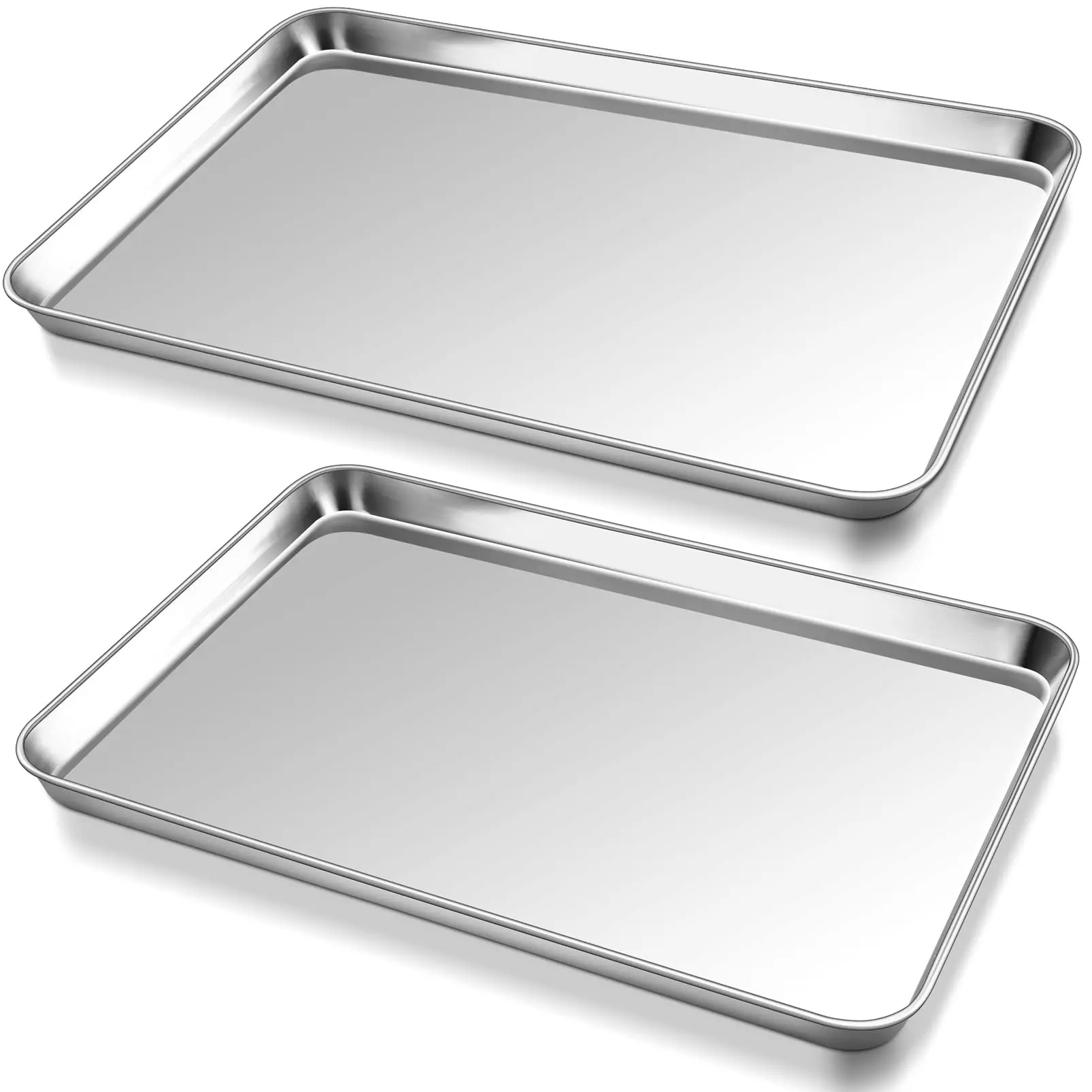 2 Piece 12.2 Inch Stainless Steel Baking Sheets, Oven Tray Set, Durable & Easy Clean, Perfect for Cookies & More, Kitchen, Household