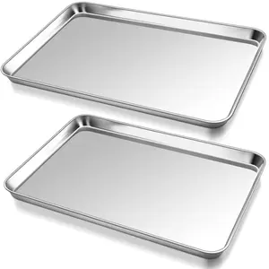 2 Piece 12.2 Inch Stainless Steel Baking Sheets, Oven Tray Set, Durable & Easy Clean, Perfect for Cookies & More