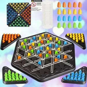 Chain Triangle Chess Game, Triggle Rubber Band Game, Triangle Chain Chess Game Set, Strategy Board Games, Famliy Games for Kids and Adults, 2 to 4 Players, Portable Chess Game