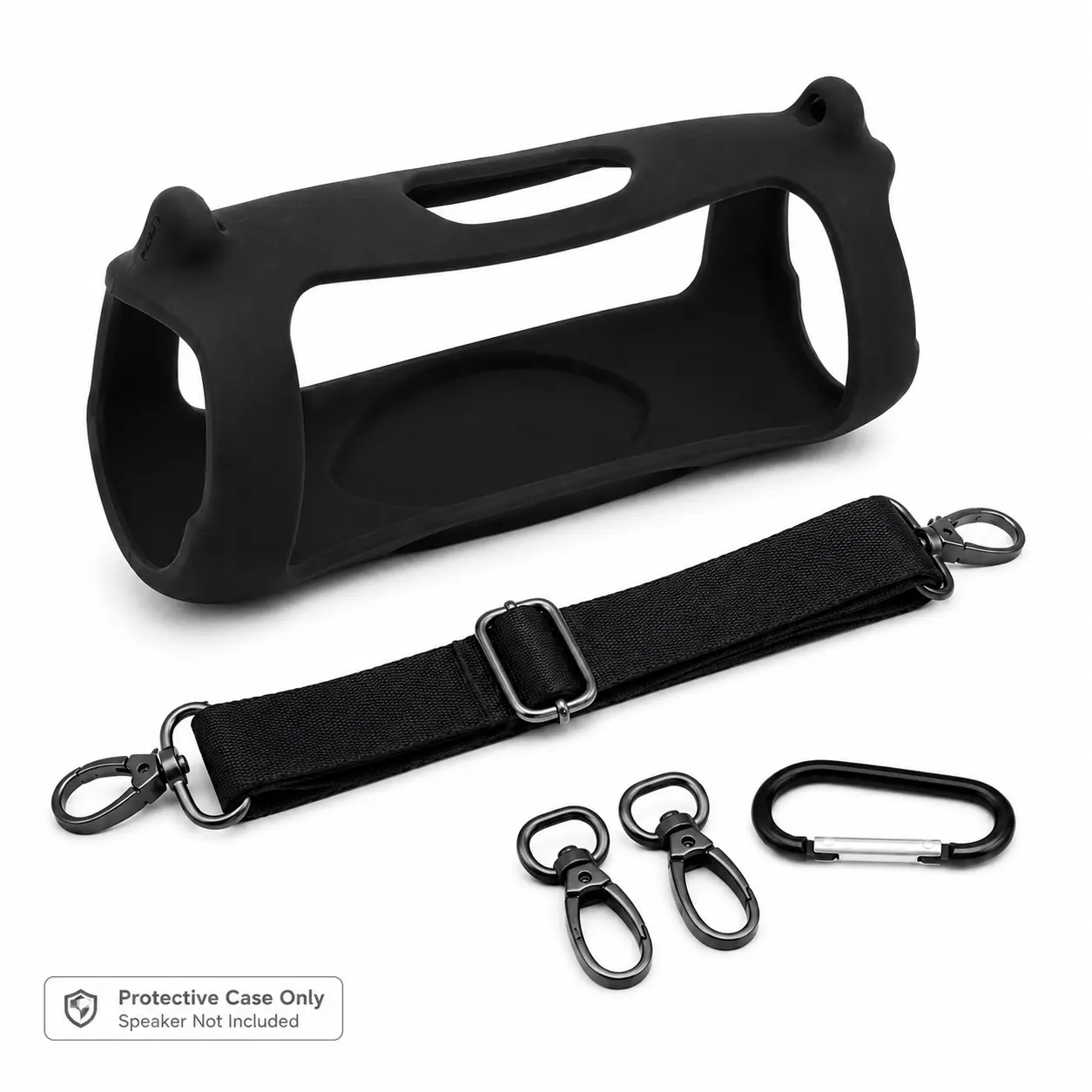 Silicone Protective Case Designed for JBL Charge 5 Speaker, Soft Shock Absorbing Speaker Cover with Adjustable Shoulder Strap, Anti-Slip Grip, Bottom Charging Port Opening, Portable Outdoor Travel Carry Case, Speaker Not Included
