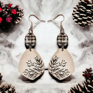 Bespoke Wooden Winter Earrings