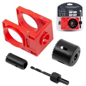 Door Lock Installation Kit, Carbon-Steel Door Lock Hole  Door Knob Installation Kit for Deadbolts and Locksets for Wooden Doors with Guide Template