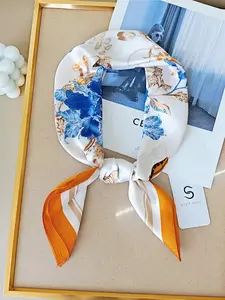 Silk Printed Scarf for Women, 70cm Stylish Neck Accessory, Versatile as Hairband or Belt, Perfect for Spring and Fall Fashion