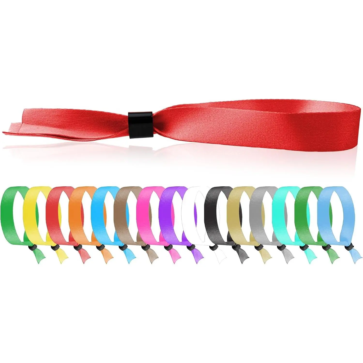 100 Wristco Red Cloth Event Wristbands – Plastic Closure to Prevent Reuse | USA Made Premium-Grade Fabric Bracelets for Party Entry, Summer Camp, VIP Identification, Drink ID, Festivals Admission
