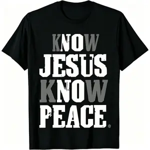 Christian Cotton T-shirt with Faith in God and Christ Messages Know Jesus Know Peace Religious Tee Suitable for Men and Women Golf Gift
