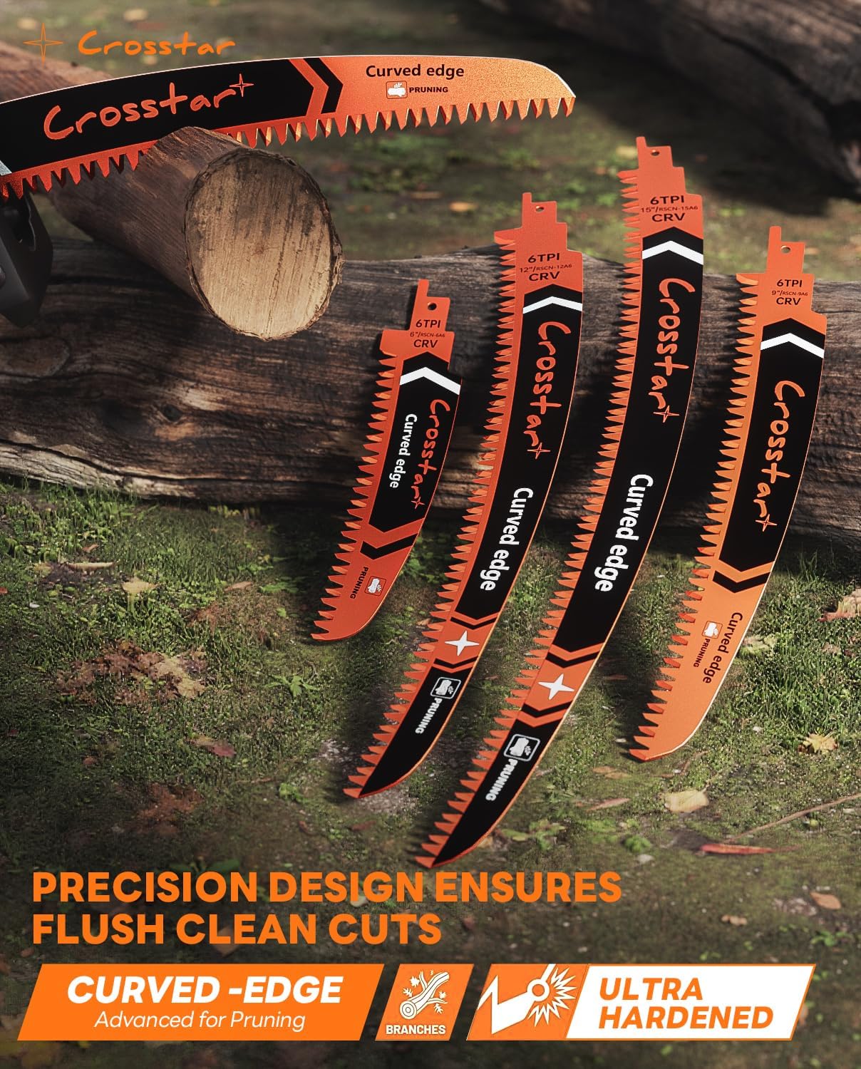 Crosstar 6 9 12 15 Inch Japanese Teeth Arc Edge Reciprocating Saw Blades - 6TPI Wood Pruning Blades for Tree Trimming, Branch Cutting,8-Piece Crosstar 6 9 12 15 Inch Japanese Teeth Arc Edge Reciprocating Saw Blades - 6TPI Wood Pruning Blades for Tree Trimming, Branch Cutting,8-Piece