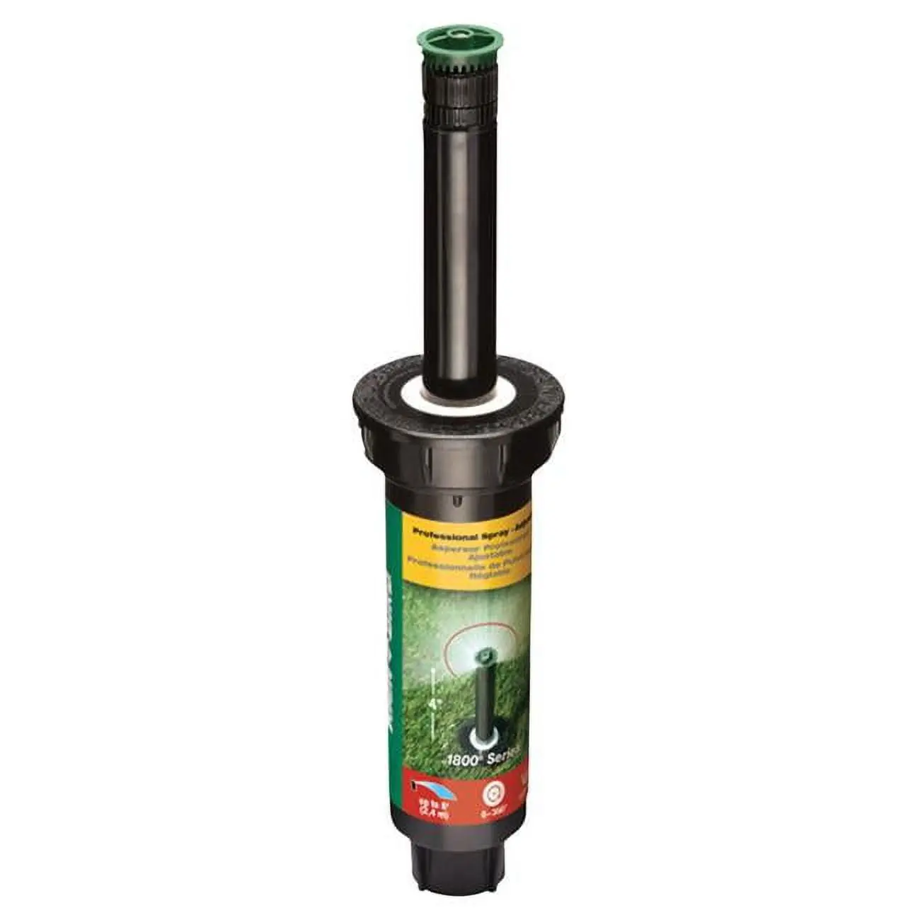 Rain Bird 7795511 1800 Series 4 in. Adjustable Black Pop-Up Sprinkler Head - 8 ft. In-Ground Irrigation System Water Sprayer, Irrigation System Sprinklers, Water Spraying Sprinklers