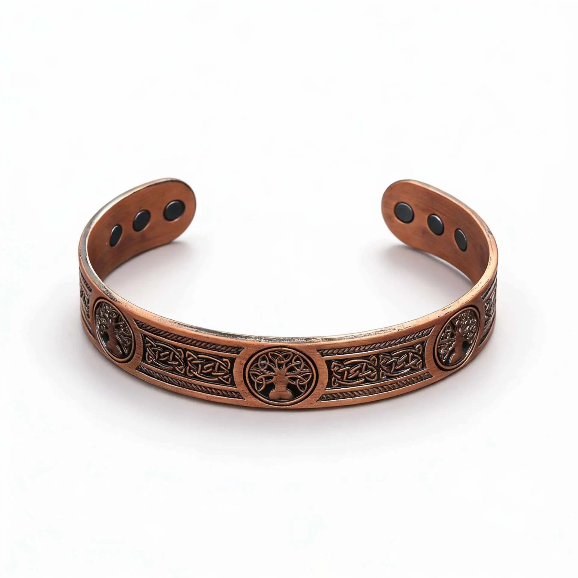 Men's Pure Copper Magnetic Bracelet - Adjustable Fit Bangle with Tree of Life Design, Elegant Minimalist Men's Jewelry Gift for Gifting (copper bracelets included), Men's Copper Bracelet