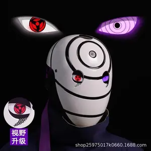 Naruto Mask Cosplay Uchiha Obito Shine Mask Akatsuki Sasuke Sharingan Cartoon Mask Shine Highly Imitative Mask Anime Halloween