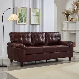 59"/79" Loveseat/3 - seater Sofa. Modern - designed faux - leather couch. Living room sofa with storage, wide - armrest, breathable PU - leather upholstery. Available in brown/burgundy/black.