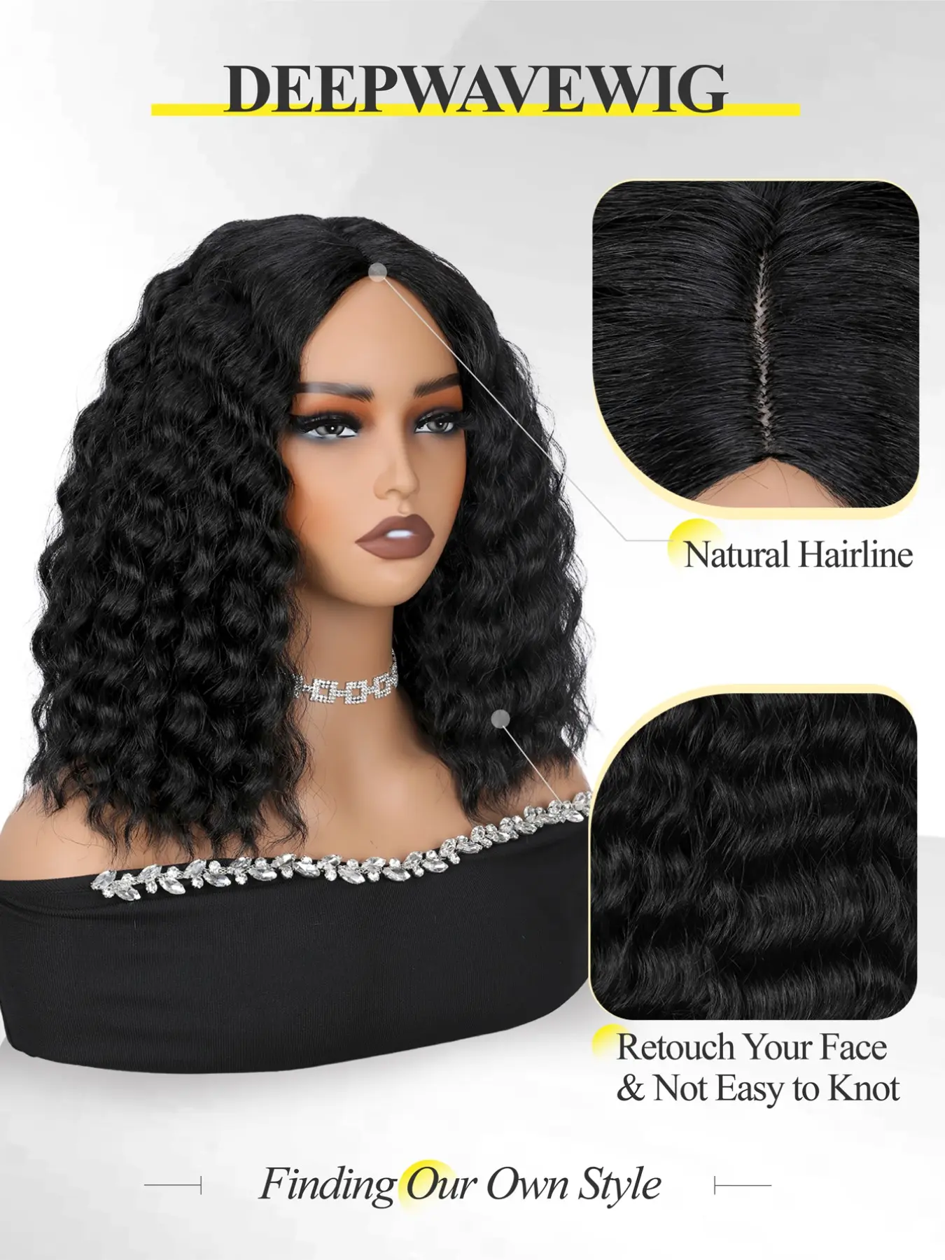 NEW ! Women Short Curly Wig 12 Inch Human Hair Black Wholesale 12 Inch Short Curly Wig Raw Vietnamese Hair Deep  main image 4