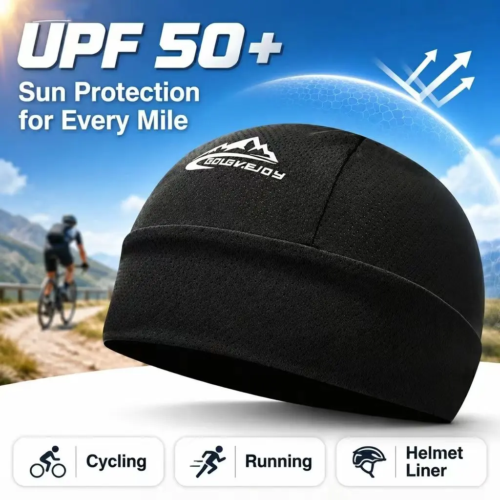 Cycling Helmet Liner Cap UPF50+ Sun Protection Breathable Quick Dry Skull Cap for Men Outdoor Cycling Running Sports Sweat Wicking Summer Head Cover 2026 New