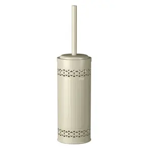NU Steel  Laser Cut Toilet Brush Holder with Lid, Ivory