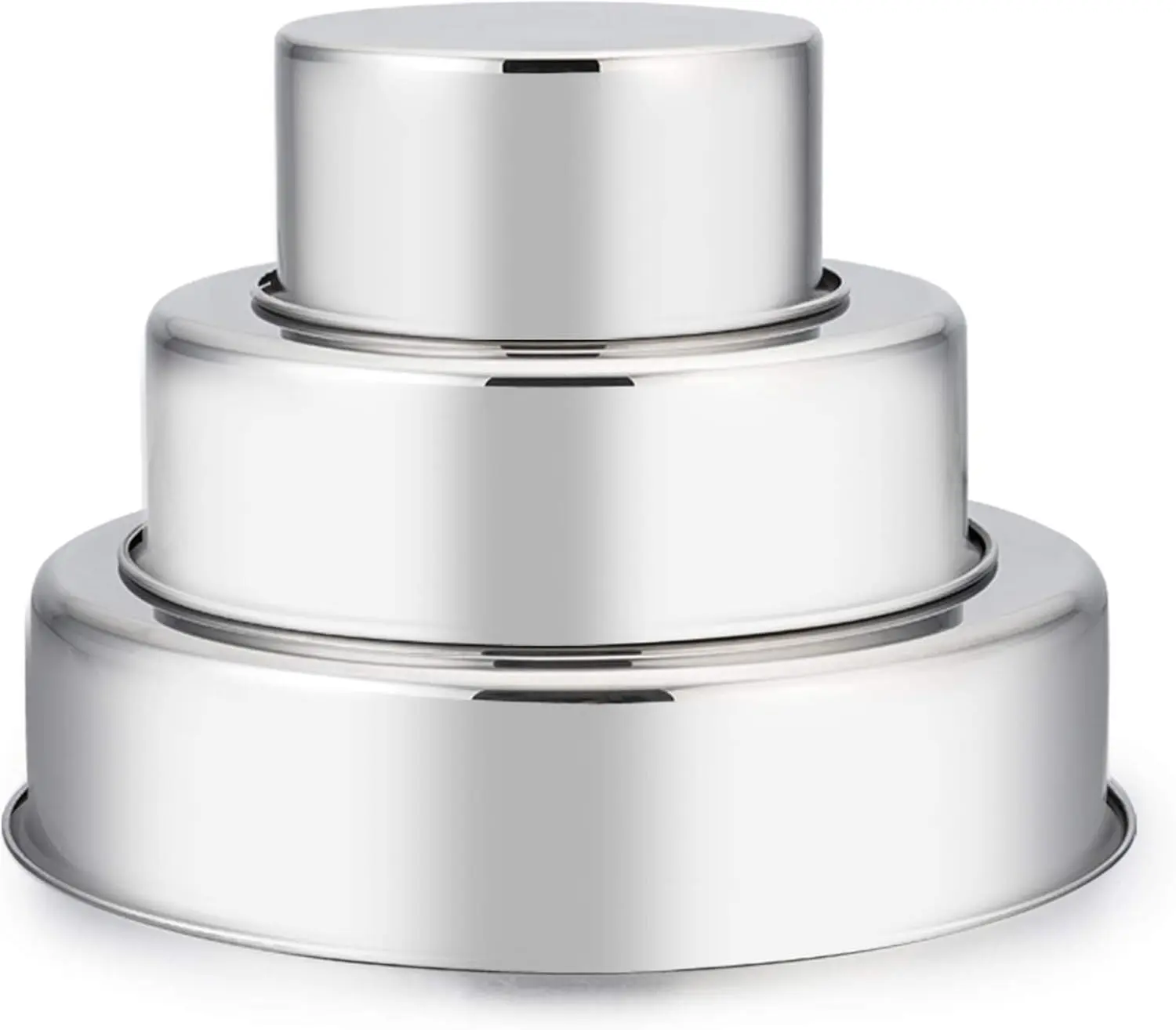 Cake Pan Set of 3 (4 inch/6 inch/8 inch), Stainless Steel Small Round Layer Cake Baking Pans, Perfect for Tier Smash Cake, Non-Toxic & Healthy, Mirror Finish & Dishwasher Safe